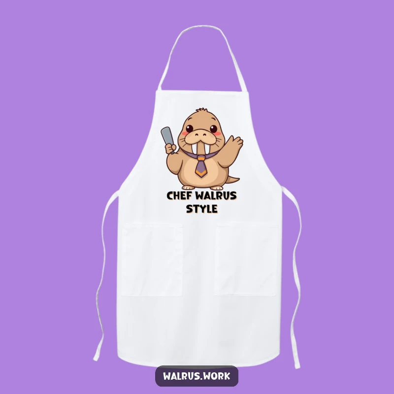 Funny Confident Walrus Apron - Askew Tie Chef Gift