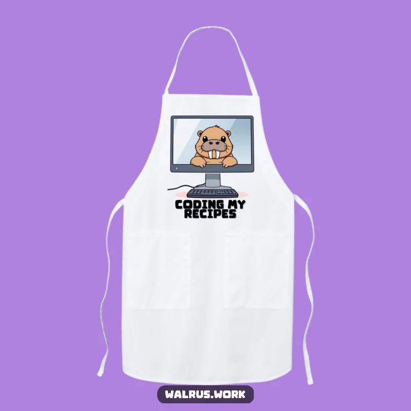 Funny Tech Walrus Apron: Cook with Digital Flair, A Funny Gift