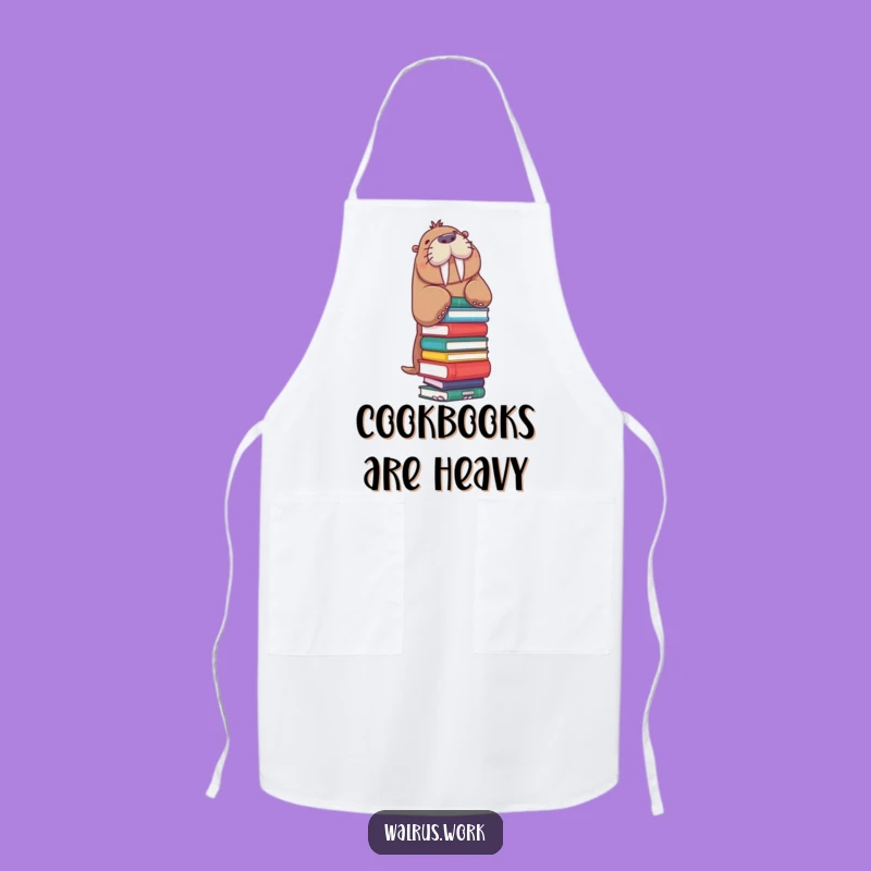 Funny Walrus Apron: Book Stack Balance for Kitchen Fun, Gift