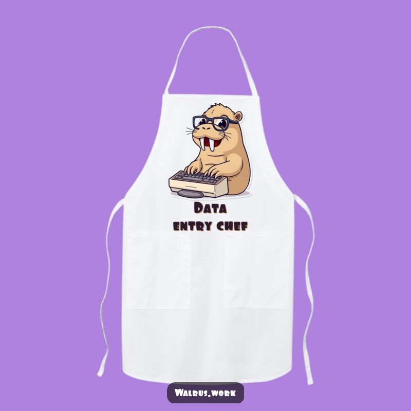 Funny Typing Walrus Apron: Cook with Keyboard Commands - Hilarious Office Chef Gift