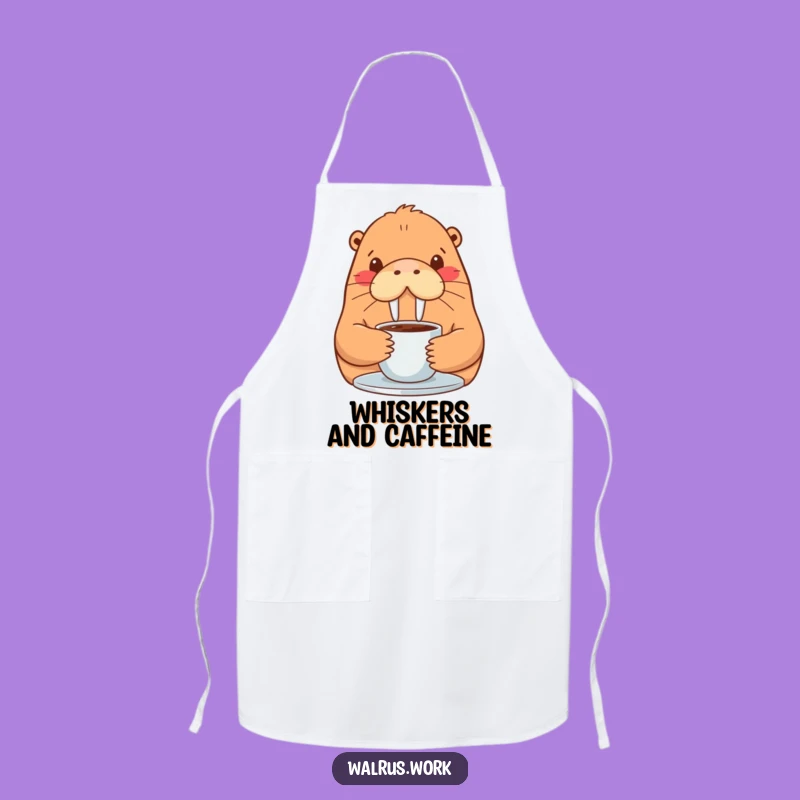 Funny Walrus Apron: Coffee Sip Kitchen Wear, Humorous Chef's Gift