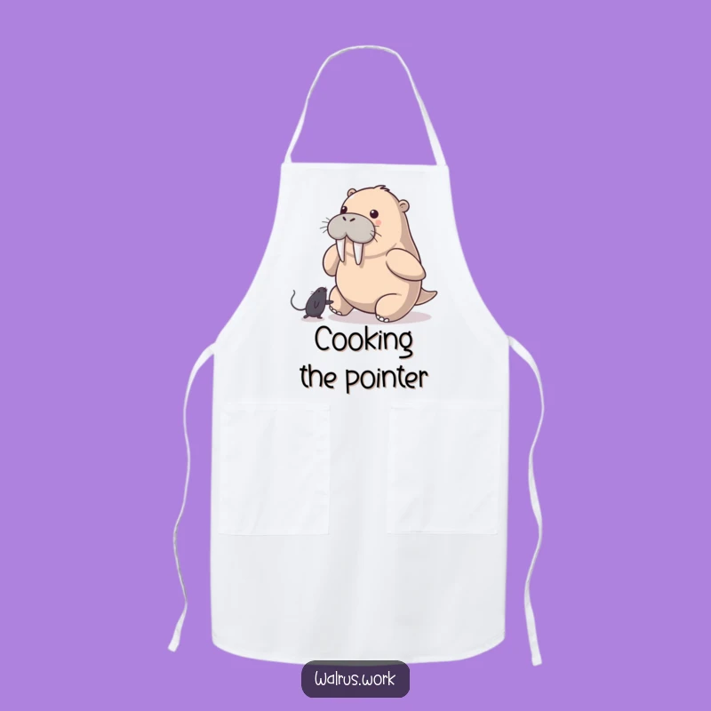 Funny Walrus Apron: Mouse Pointer Chase for Kitchen Fun, Gift