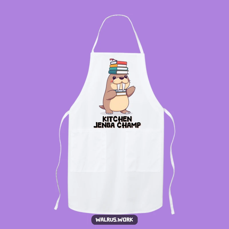Funny Walrus Kitchen Apron, Supply Balancing Act, Ideal Funny Gift for Chefs