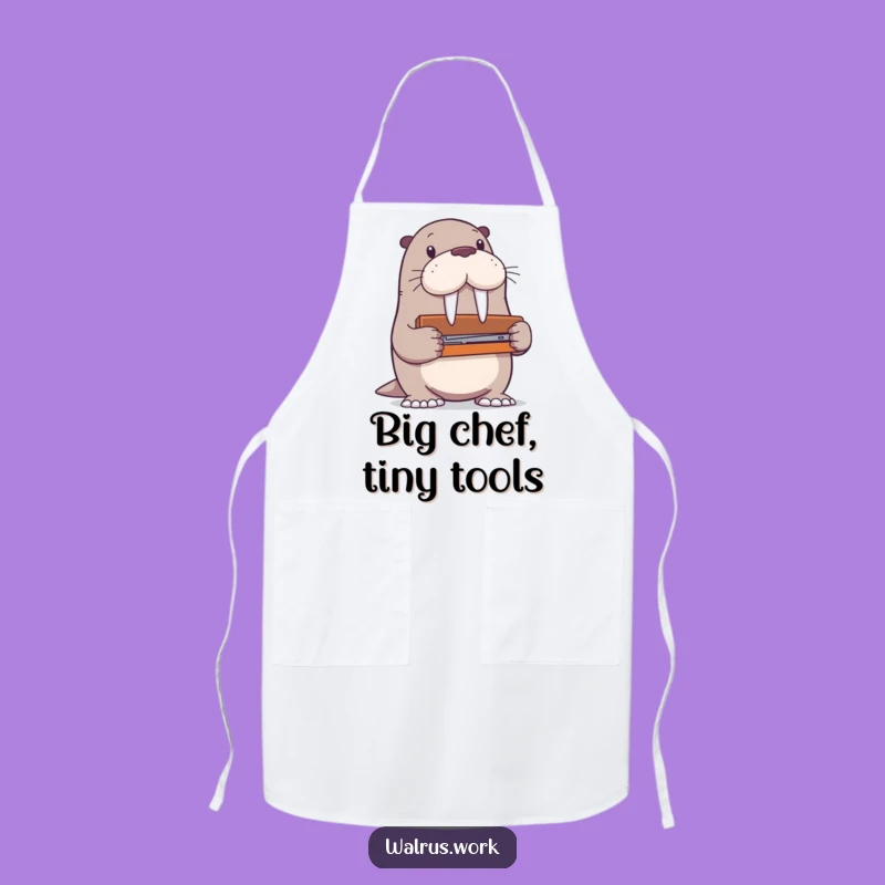 Funny Walrus Stapler Apron: Kitchen Utility Humor, Perfect Gift!