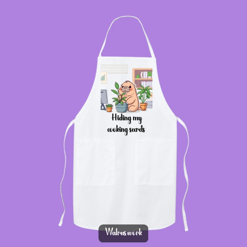 Funny Office Walrus Apron - Kitchen Hideout During Work