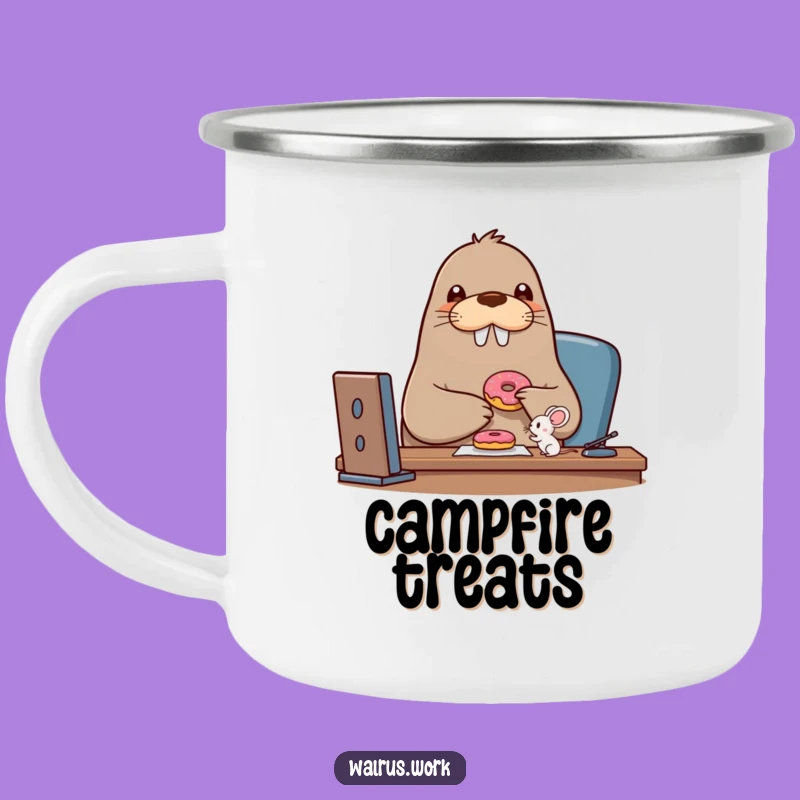 Funny Walrus Donut Camping Mug: Campfire Companions, Perfect Gift!