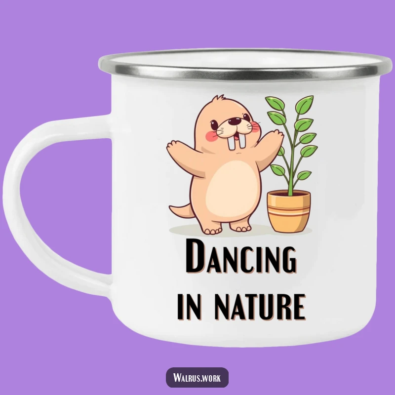 Funny Kawaii Walrus Dance Camping Mug - Hilarious Grooves Outdoors!