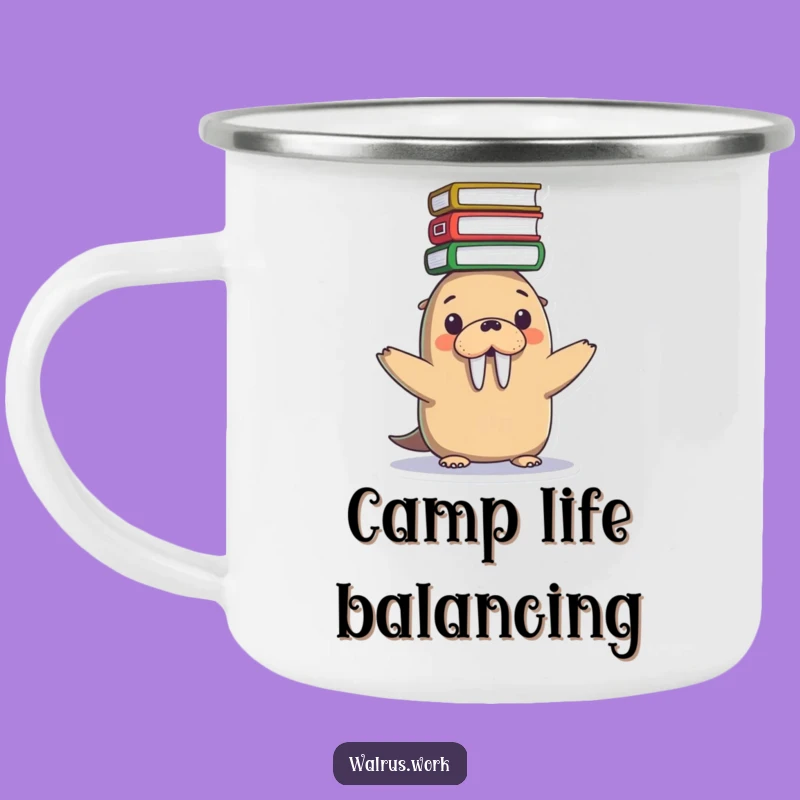 Funny Kawaii Walrus Workload Camping Mug - Hilarious Adventures in Files!