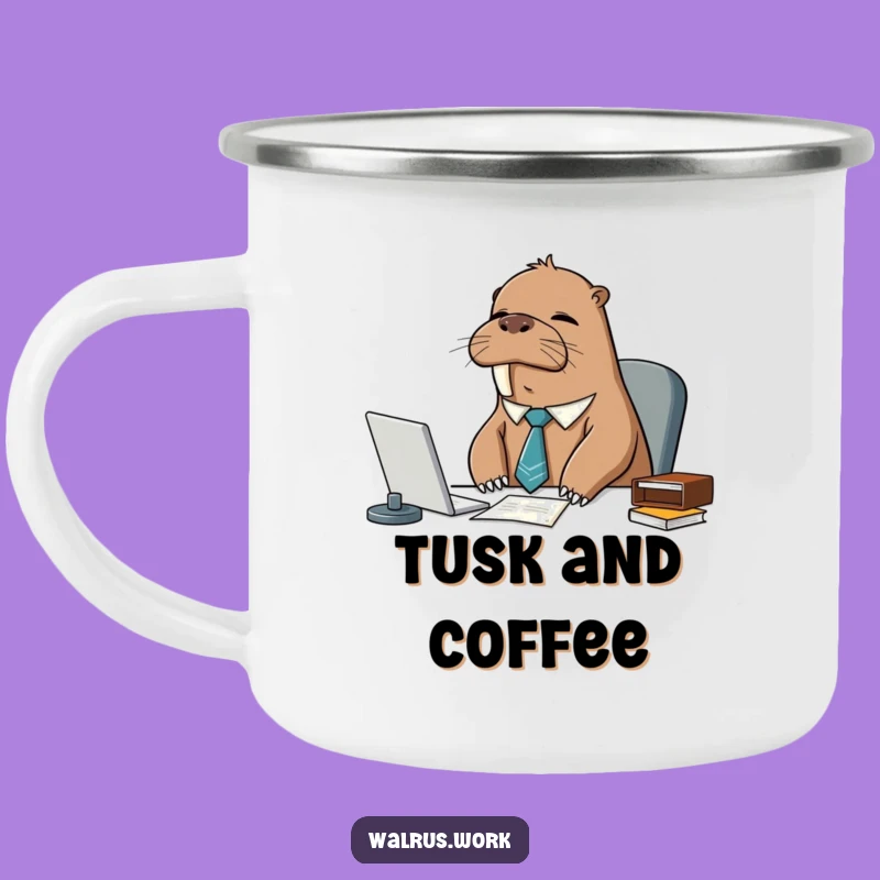 Funny Sleepy Walrus Tie Camping Mug: Hilarious Outdoor Humor for Campers