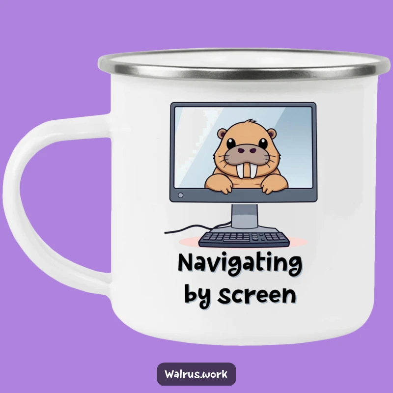 Funny Tech Walrus Camping Mug: Digital Adventures, The Perfect Funny Gift