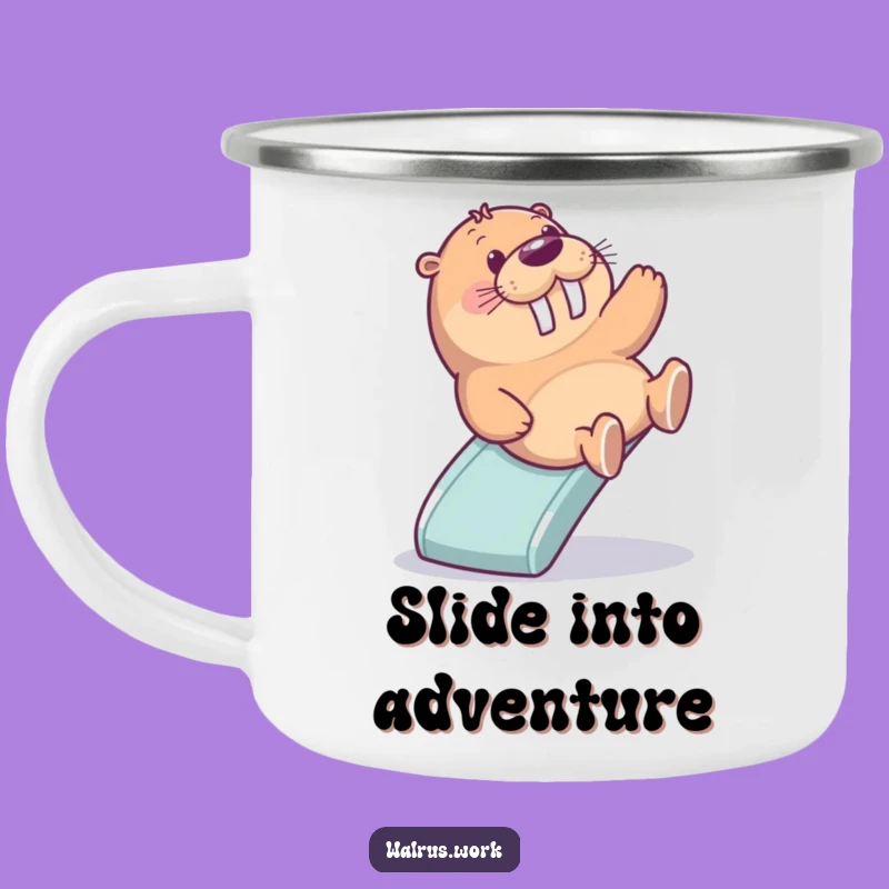 Funny Walrus Camp Slide Mug: Fun Adventures with Office Joy