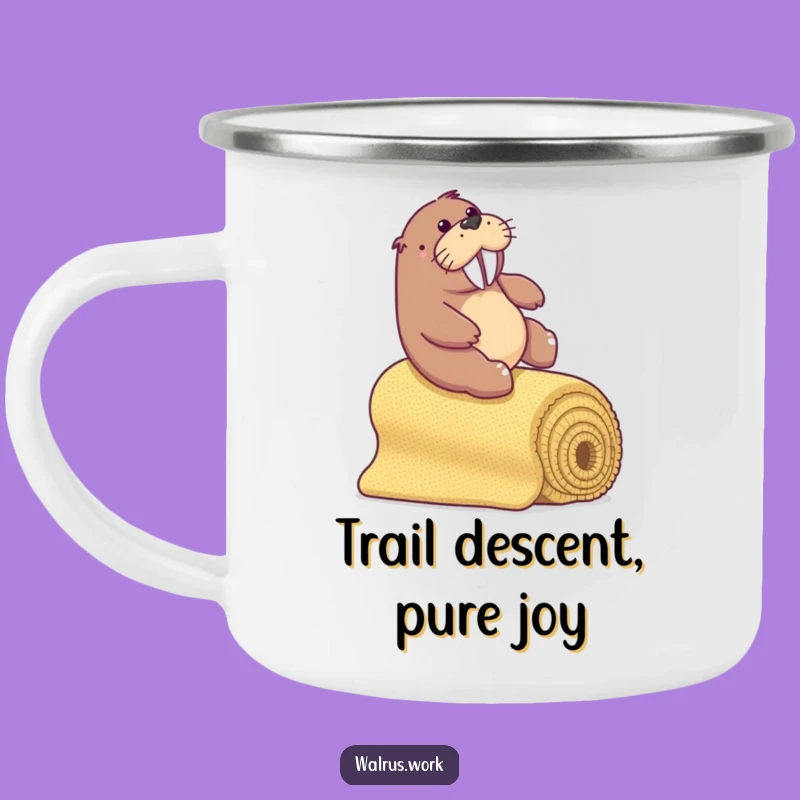 Funny Walrus Camping Mug - Office Carpet Slide Camp Companion, Outdoor Adventure Gift