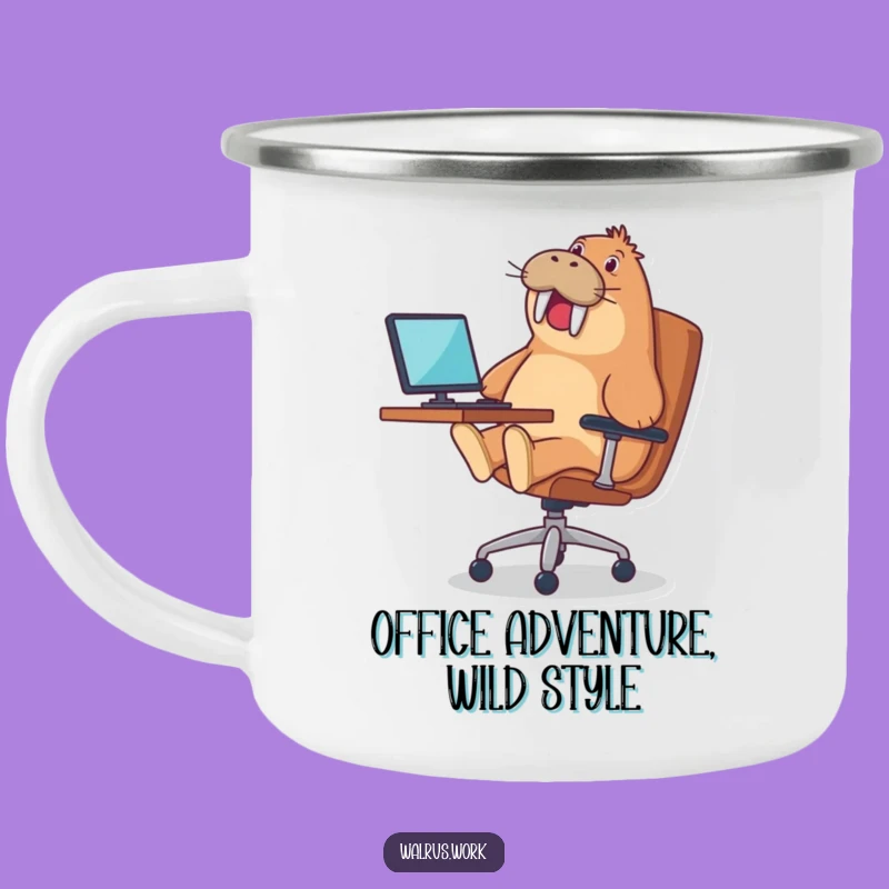 Funny Walrus Camping Mug: Office Chair Fun Outdoors