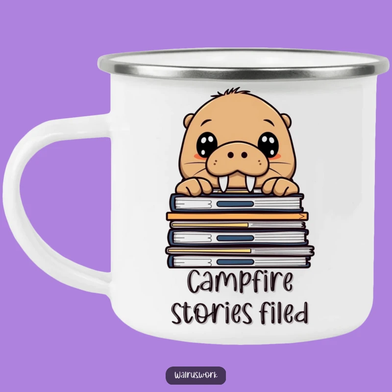 Funny Walrus Peek Camping Mug: Curious Sea Mammal Outdoor Gear, Perfect Adventure Gift!