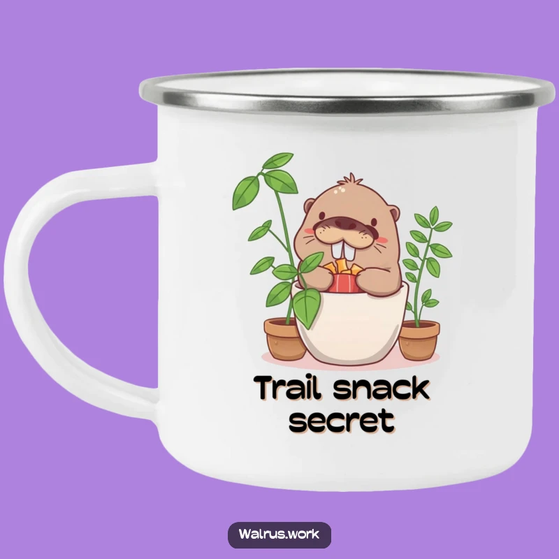 Funny Walrus Snack Hoarder Camping Mug: Hide Treats in the Wild, Hilarious Gift