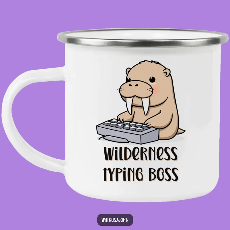 Funny Walrus Tusk Keyboard Camping Mug - Outdoor Tech Humor