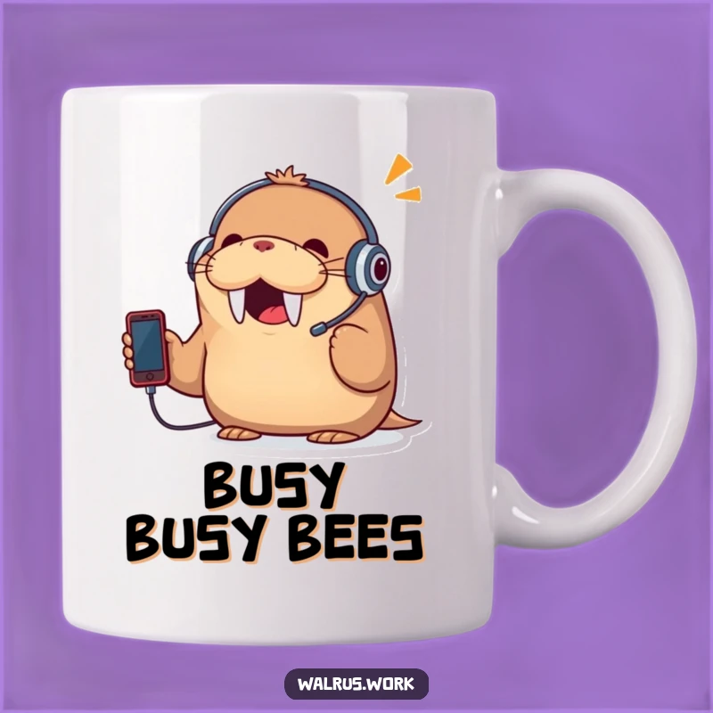 Funny Walrus Headset Mug: Hilarious Call Center Agent Gift!