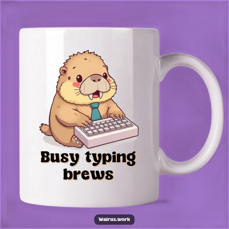 Funny Walrus Typist Mug: Office Humor Canine Comedy Gift for Workers