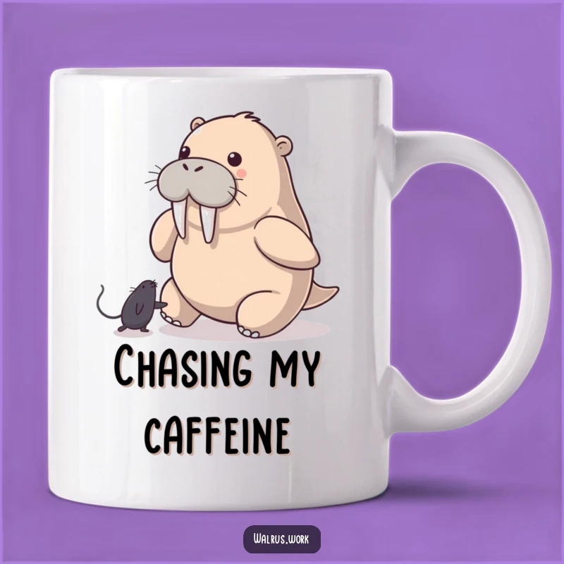 Funny Walrus Mouse Pointer Mug: Playful Chase for Tech Lovers