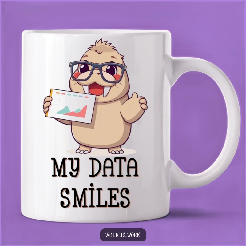 Funny Happy Walrus Chart Mug, Enthusiastic Presenter, Great Funny Gift for Boss