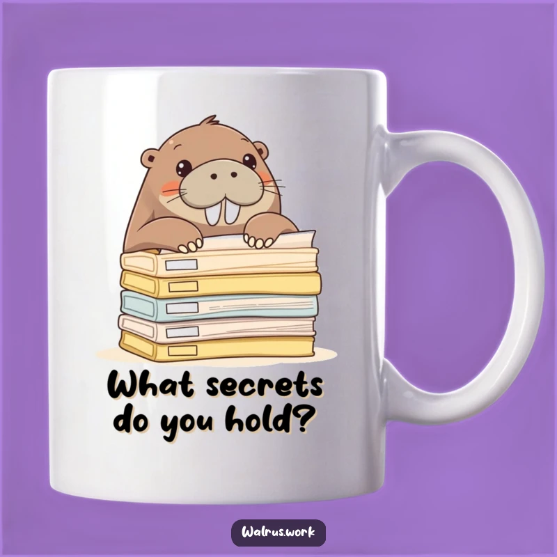 Funny Walrus Office Mug - Curious Peek Walrus Folder Overload Gift