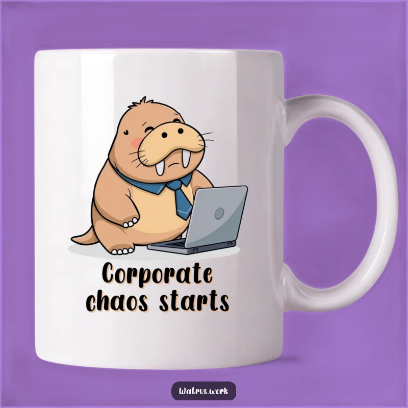 Funny Walrus Work Fail Mug: Tripping Through the Corporate Jungle