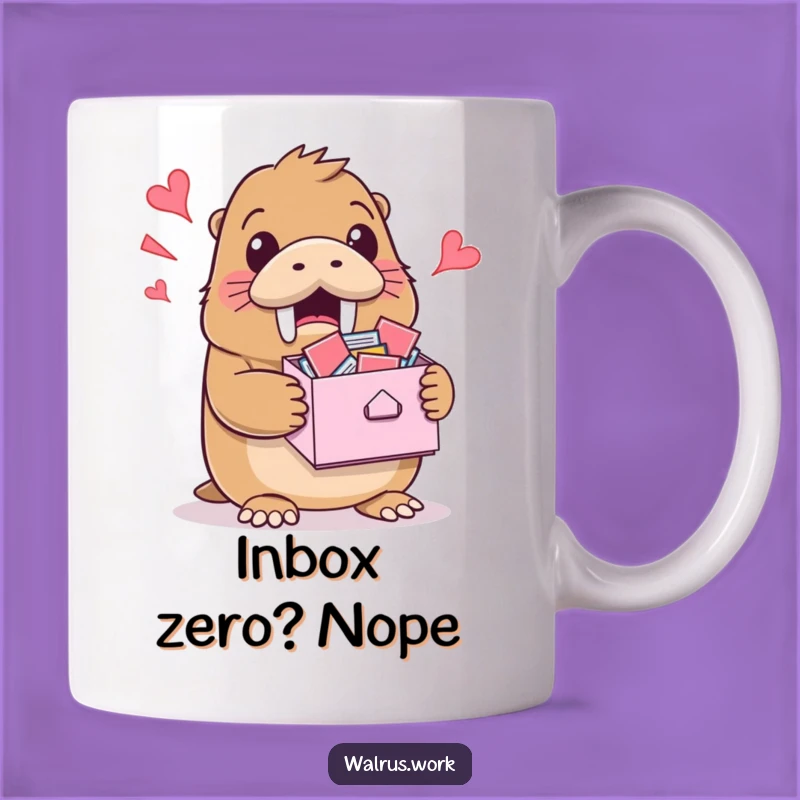 Funny Surprised Walrus Inbox Mug: Relatable Office Humor Gift