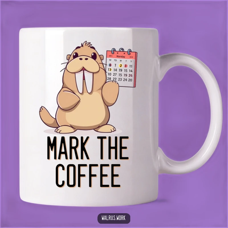 Funny Walrus Calendar Mug: Glee-Filled Pointer for Event Lovers
