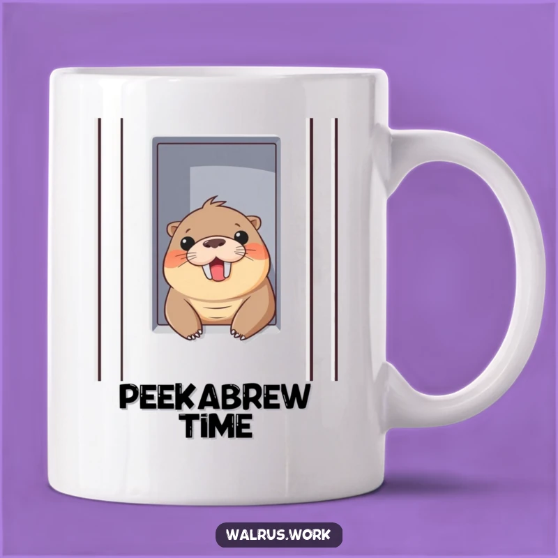 Funny Walrus Cubicle Peek Mug: Office Humor for Your Desk and Funny Gifts