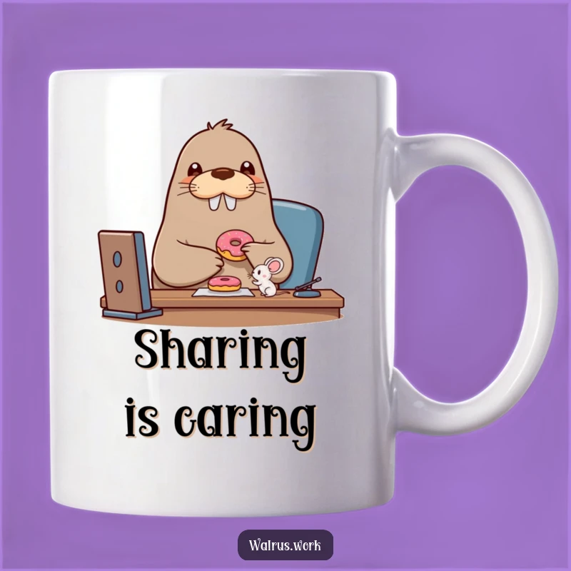 Funny Walrus & Mouse Donut Mug: Friendship & Treats, Perfect Gift!