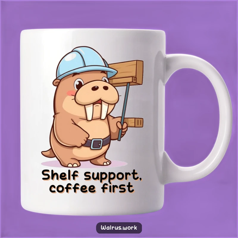 Funny Walrus Hard Hat Shelf Holder Mug: Hilarious Office Gift for a Hard Worker