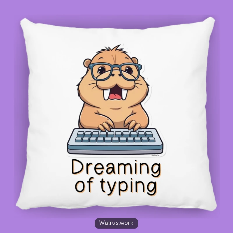 Funny Typing Walrus Pillow: Cozy Comfort with Digital Enthusiasm, A Funny Gift