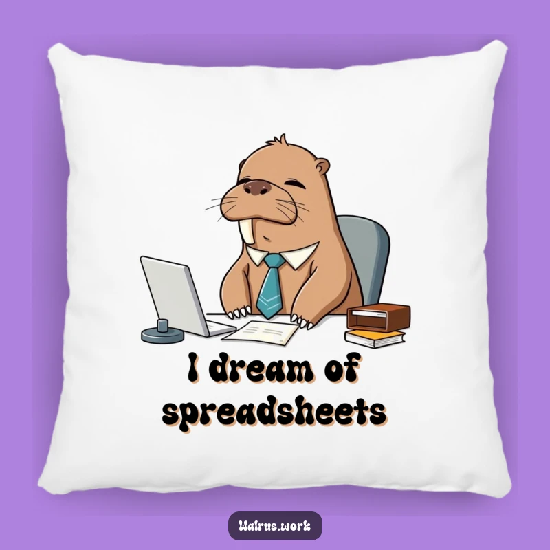Funny Sleepy Walrus Tie Pillow: Cozy Office Humor for Napping Enthusiasts