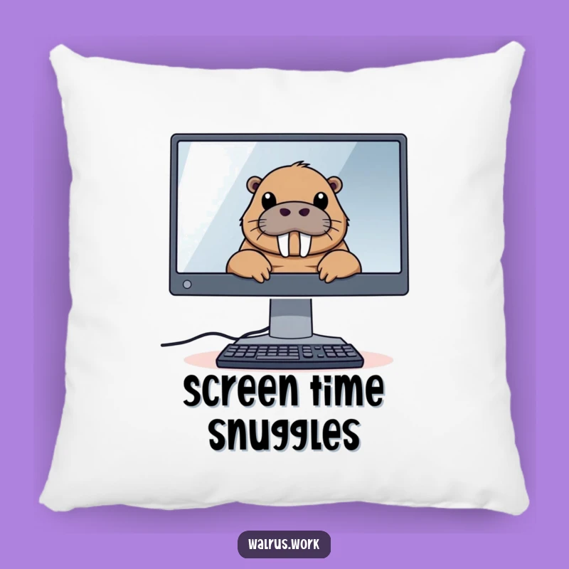 Funny Tech Walrus Pillow: Cozy Comfort with Digital Charm, A Funny Gift