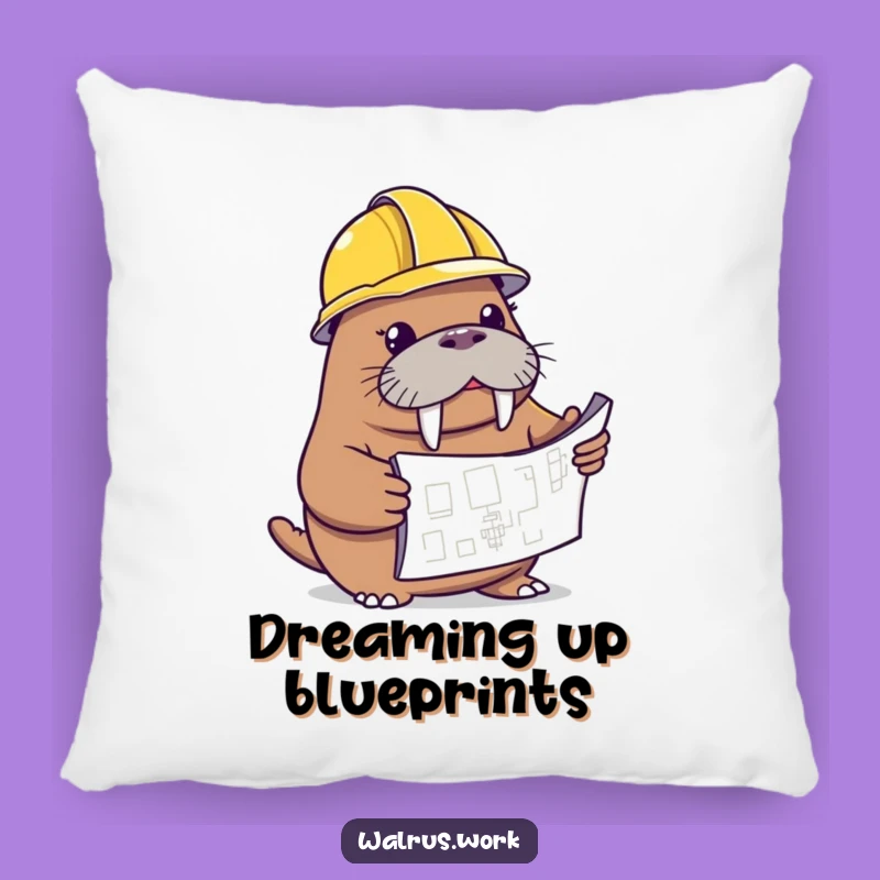 Funny Walrus Blueprint Pillow - Comfy Corner for Curious Minds