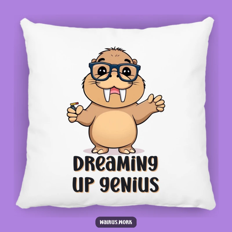 Funny Walrus Glasses Whiteboard Pillow: Cuddle Up with Hilarious Academic Comfort