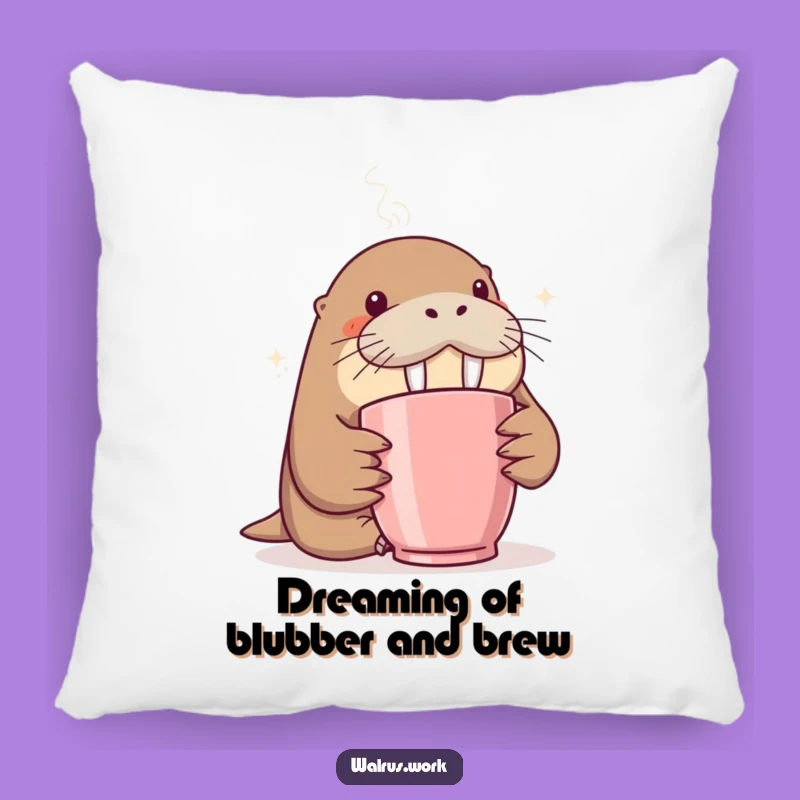 Funny Walrus Pillow: Cozy Comfort with a Curious Coffee Sniff