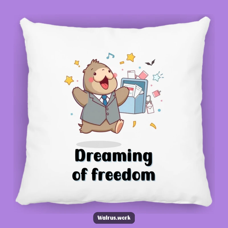 Funny Walrus Triumph Pillow, Inbox Conqueror Cushion, Adorable Funny Gift