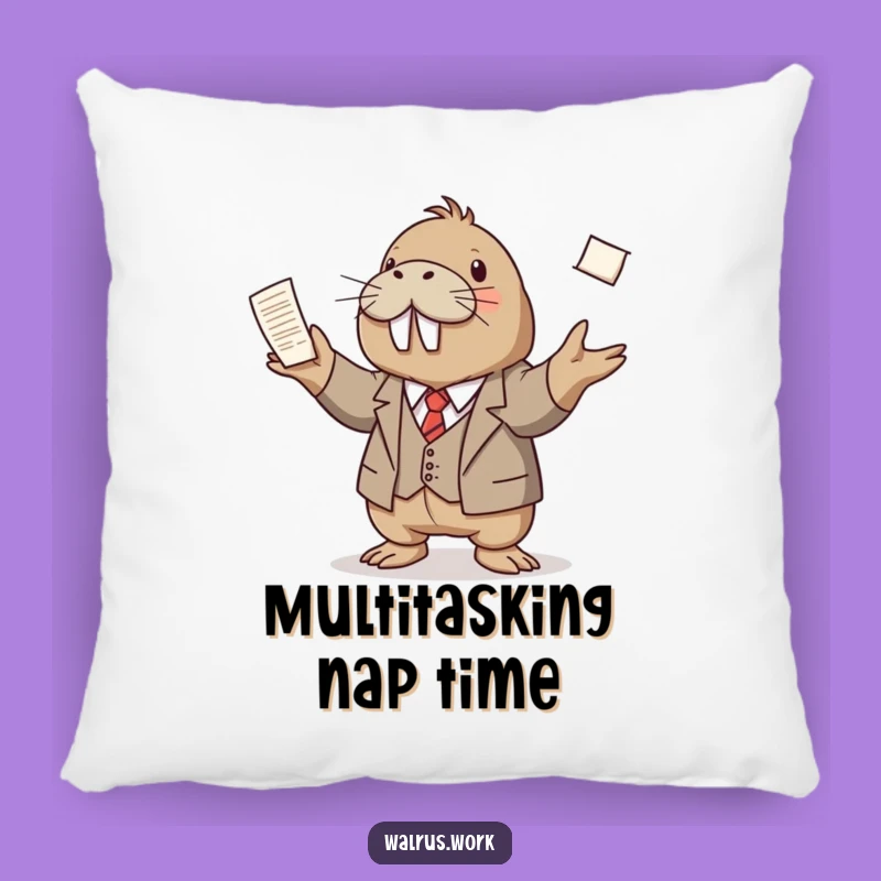 Funny Juggling Walrus Pillow: Cozy Comfort with Business Flair, A Funny Gift