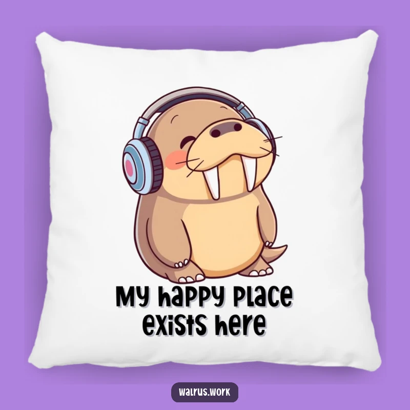 Funny Walrus Pillow - Cozy Headphone Walrus Cushion, Hilarious Music Decor Gift