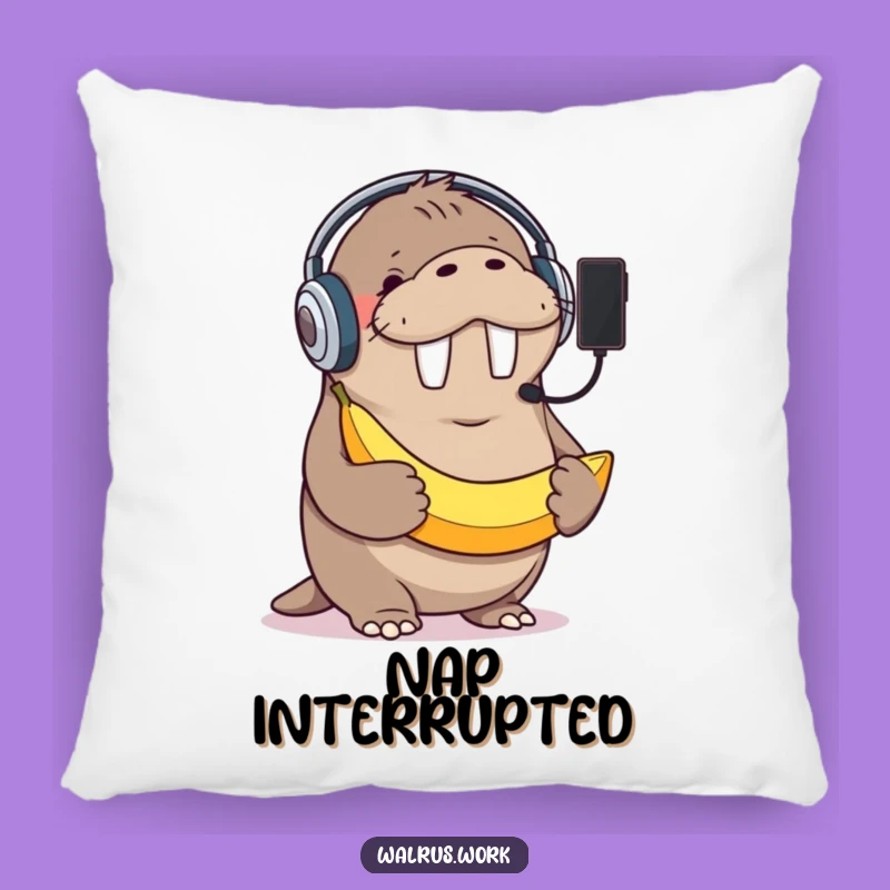 Funny Walrus Banana Phone Pillow: Snuggle Up with Tech Mishaps