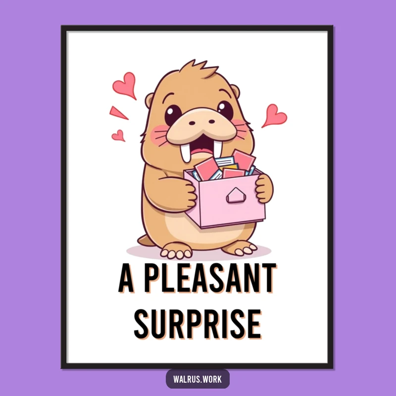 Funny Inbox Walrus Digital Art Print: Instant Office Humor