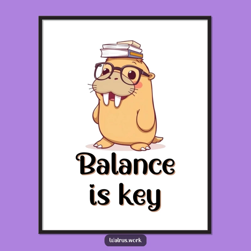 Funny Walrus Digital Art: Hilarious Office Scene Wall Decor Print!