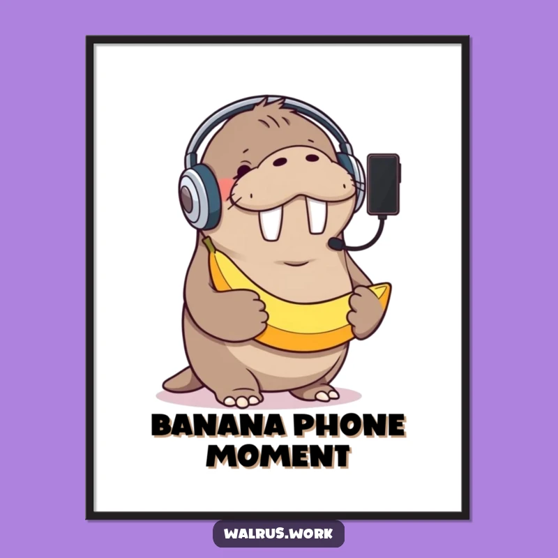 Funny Walrus Banana Phone Art Print: Bring Quirky Tech Humor Home