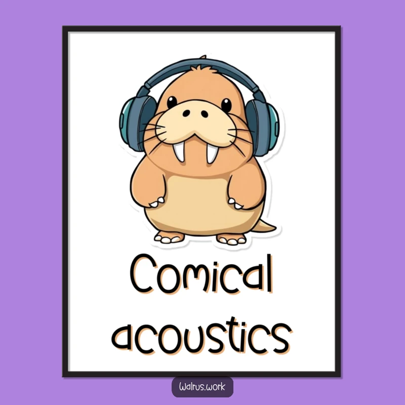 Funny Walrus DJ Digital Print: Hilarious Headphones Expression for Instant Decor Gift