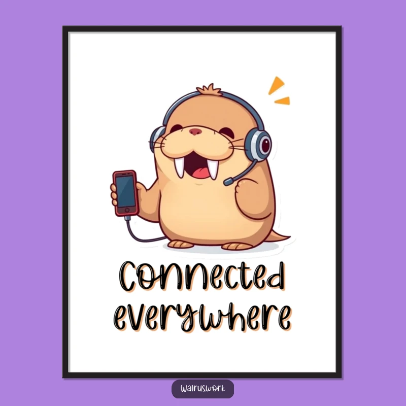 Funny Walrus Digital Art: Hilarious Call Center Scene Decor Print!