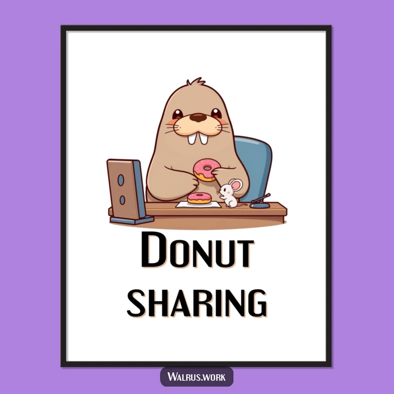 Funny Walrus Donut Digital Art: Instant Friendship Art, Perfect Decor Gift!