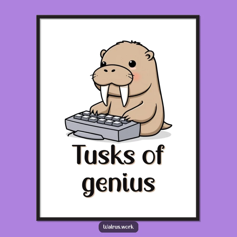 Funny Walrus Tusk Keyboard Digital Art - Instant Tech Humor for Walls