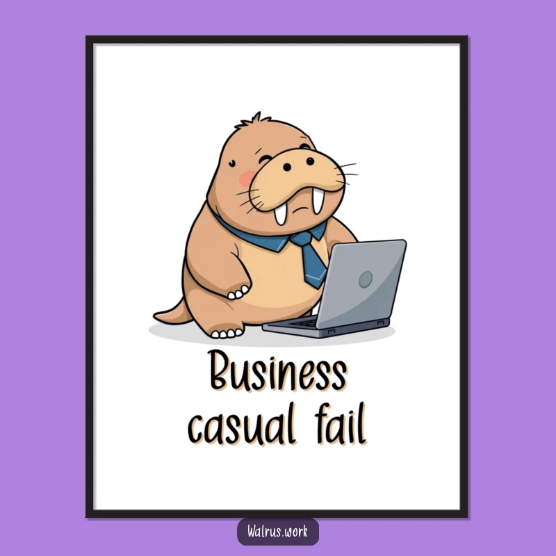 Funny Walrus Work Fails Art Print: Bring Office Comedy to Your Walls