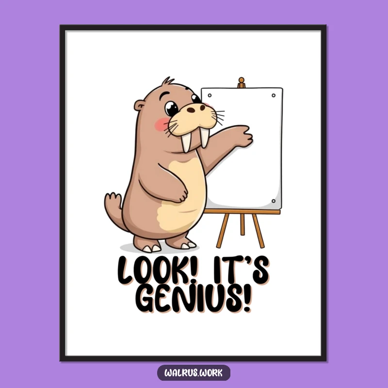 Funny Walrus Presenter Digital Print: Motivational Decor, Perfect Funny Gift